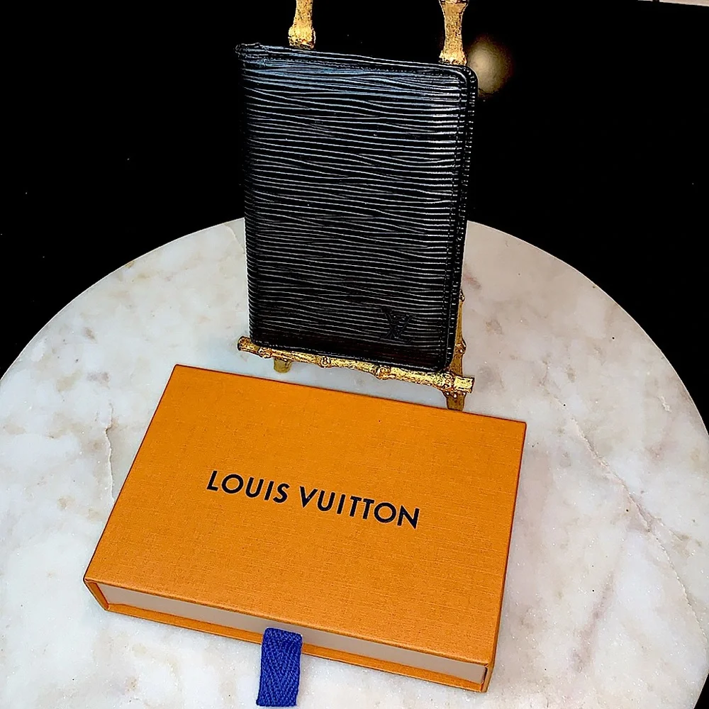 LOUIS VUITTON POCHETTE BLACK EPI LEATHER VINTAGE CARDHOLDER WALLET FRANCE